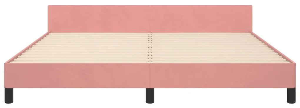 Estrutura de cama c/ cabeceira 180x200 cm veludo rosa