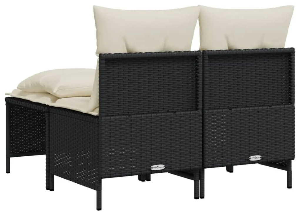 4 pcs conjunto de sofás para jardim c/ almofadões vime PE preto