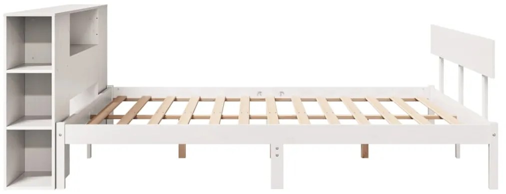 Cama com estante sem colchão 180x200 cm pinho maciço branco