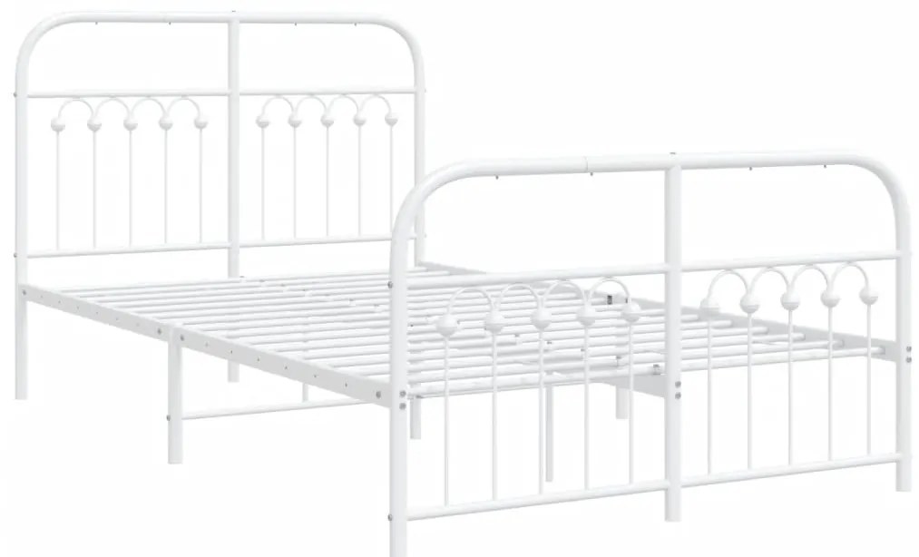 Estrutura de cama com cabeceira e pés 120x200 cm metal branco