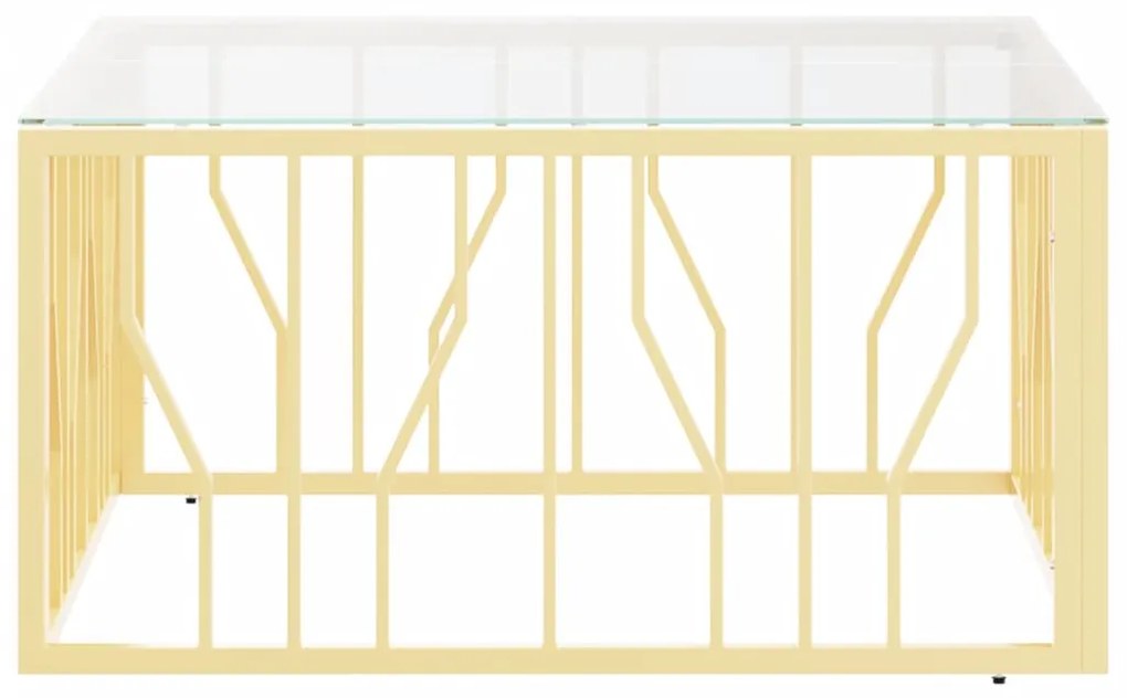 Mesa de centro 80x80x40 cm aço inoxidável e vidro dourado