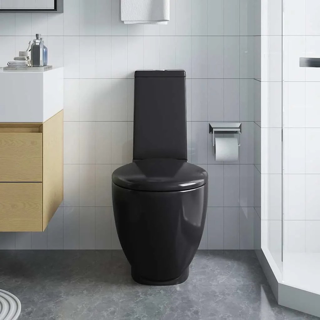 Sanita WC redonda cerâmica c/ descarga água inferior preto