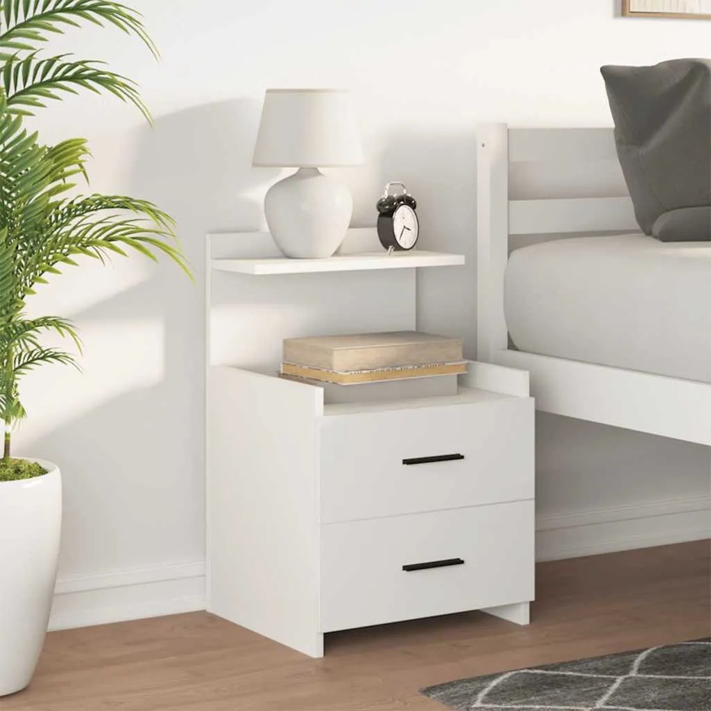 Mesa de cabeceira com 2 gavetas 40x36,5x62 cm branco
