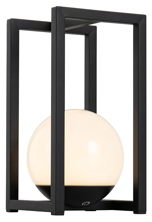 Candeeiro de mesa de exterior preto com LED e toque recarregável - Nowi Moderno