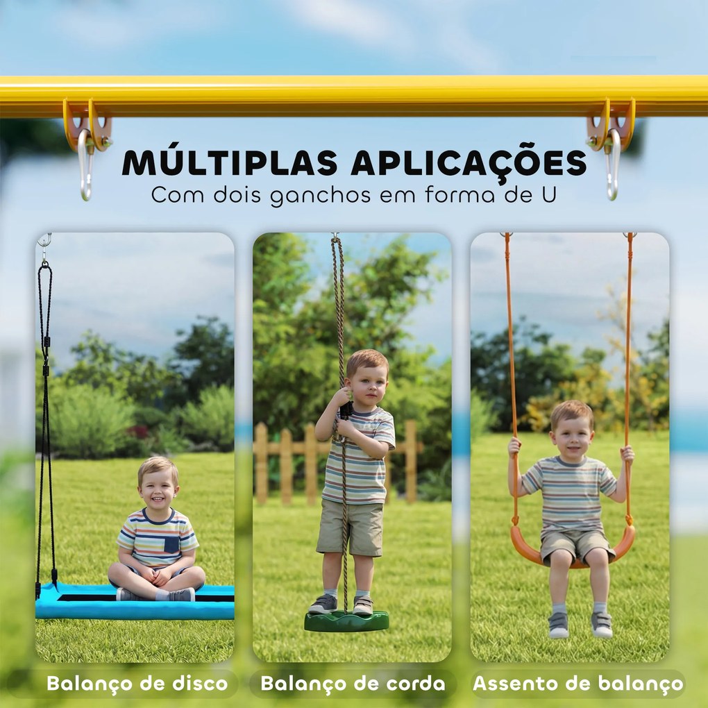 Estrutura de Baloiço Infantil Dobrável Estrutura Metálica para 1 Baloiço (NÃO INCLUIDO) com 2 Ganchos 4 Estacas 128x155x157 cm Azul