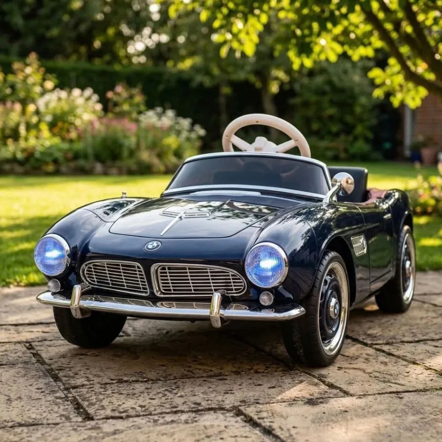Carro elétrico infantil  para crianças 3 a 6 anos BMW 507 12 volts Pneus Borracha e controlo remoto 2.4G e arranque lento Preto