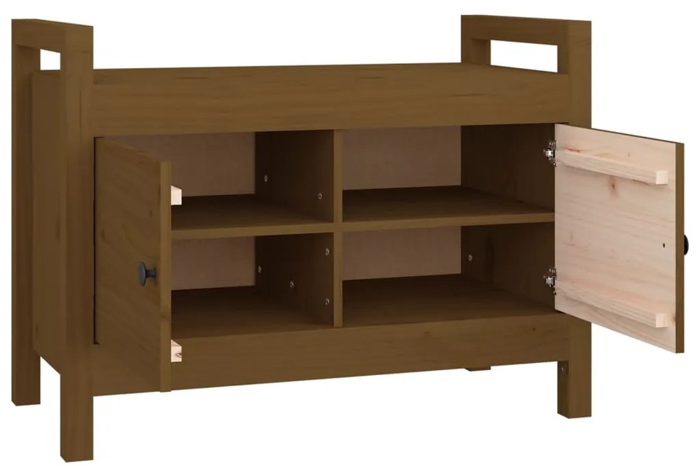 Banco de corredor 80x40x60 cm pinho maciço castanho mel