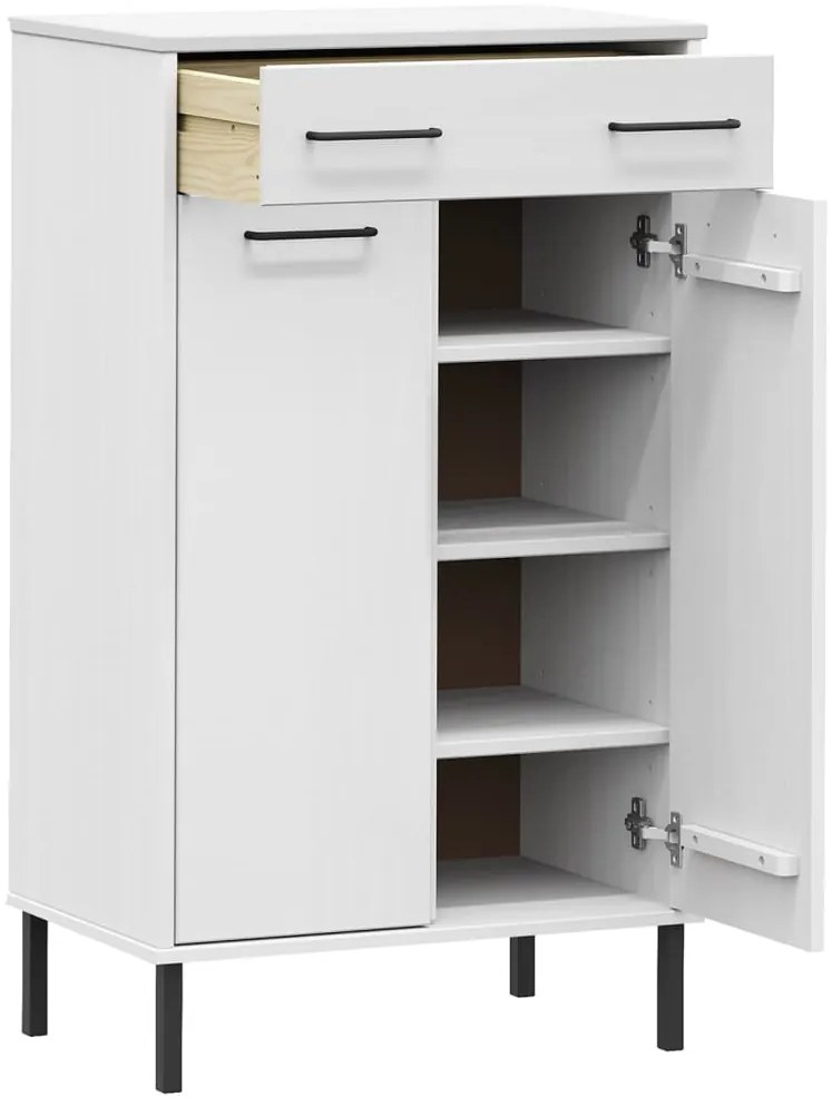 Sapateira com pernas de metal pinho maciço OSLO branco