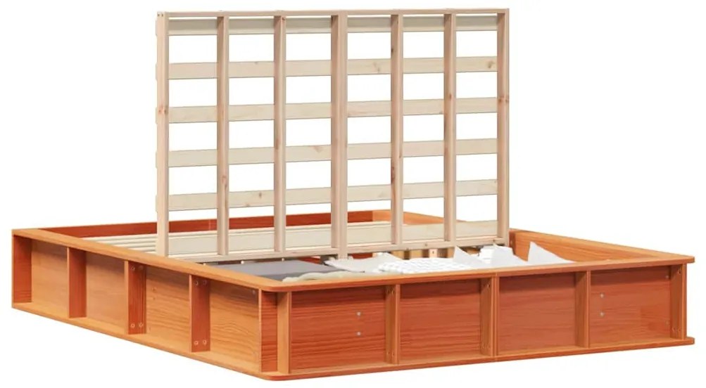 Cama com espaço de armazenamento, castanho, 160 x 200 cm, pinho sólido