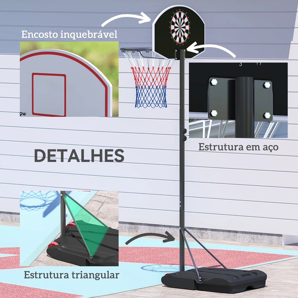SPORTNOW Tabela de Basquetebol para Exterior com Alvo de Dardos Tabela