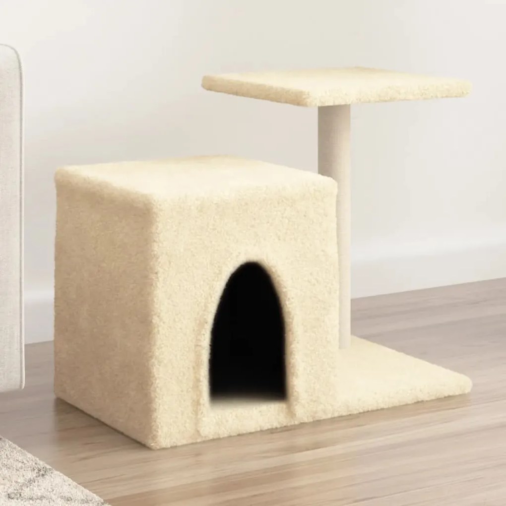 Árvore para gatos c/ postes arranhadores sisal 50,5 cm creme