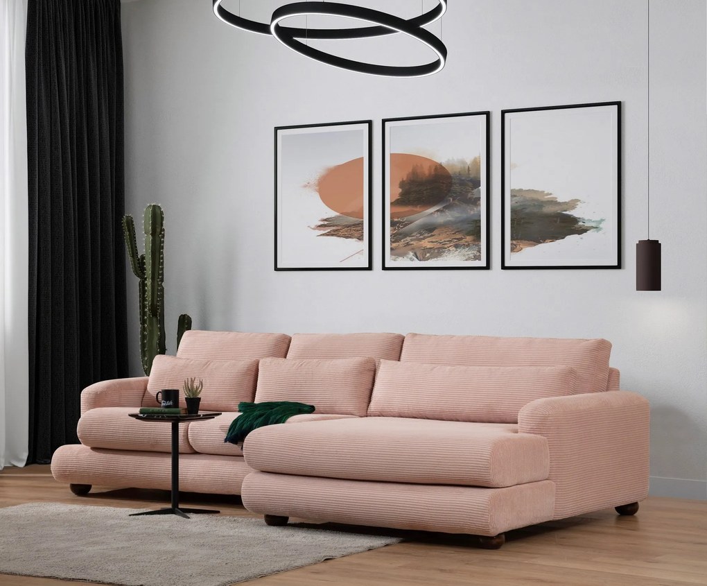 Sofá de Canto River – Rosa – 330x150 cm