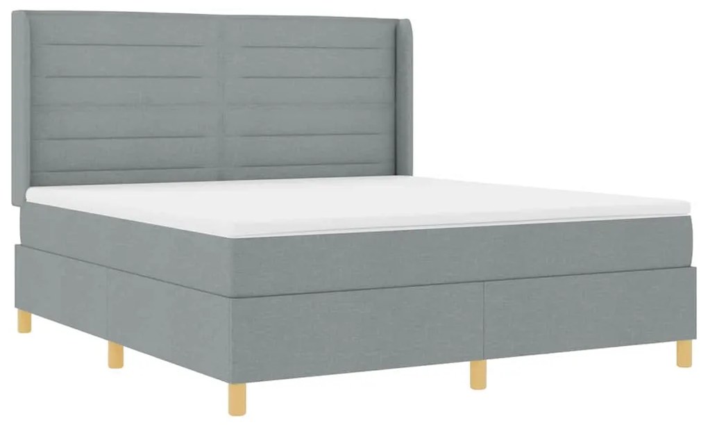 Cama com Estrado e Colchão Cinza Claro 180 x 200 cm Tecido