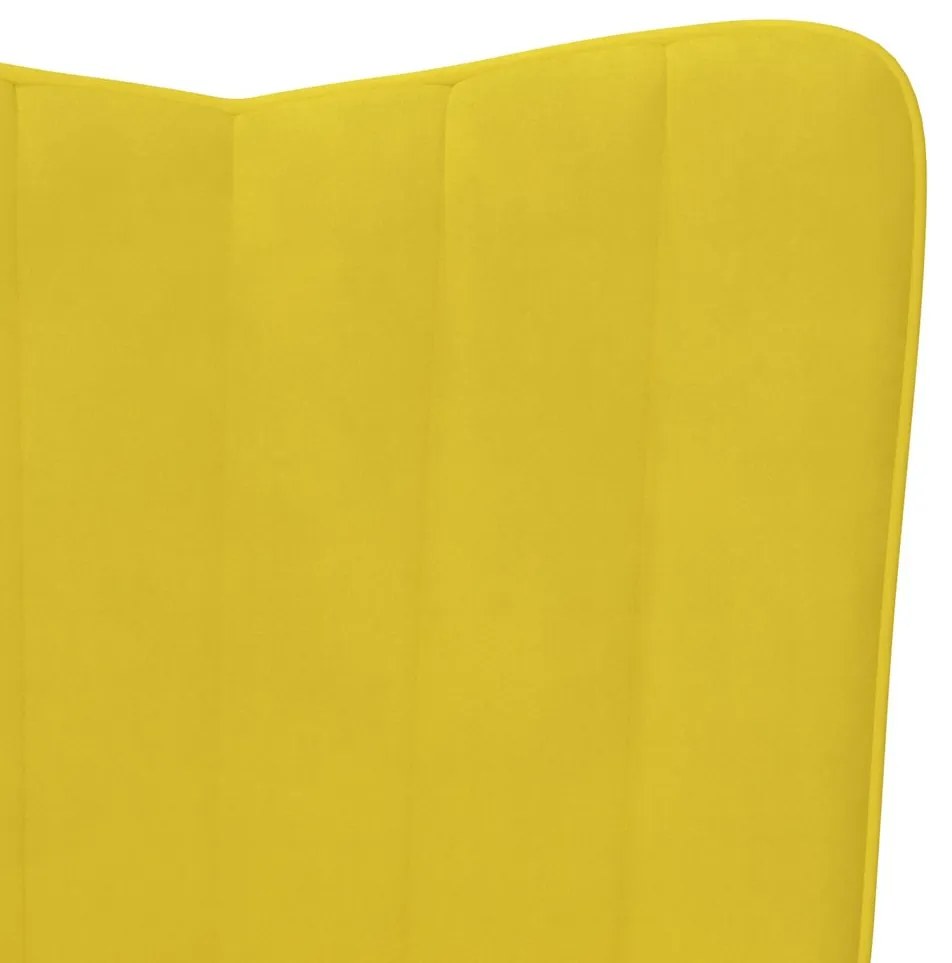 Cadeira de baloiço com banco veludo amarelo mostarda