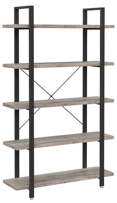 Estante VASAGLE, estante industrial estável de 5 níveis, prateleira de armazenamento, prateleira vertical, fácil montagem, sala de estar, quarto, escritório, cinza e preto LLS055B02