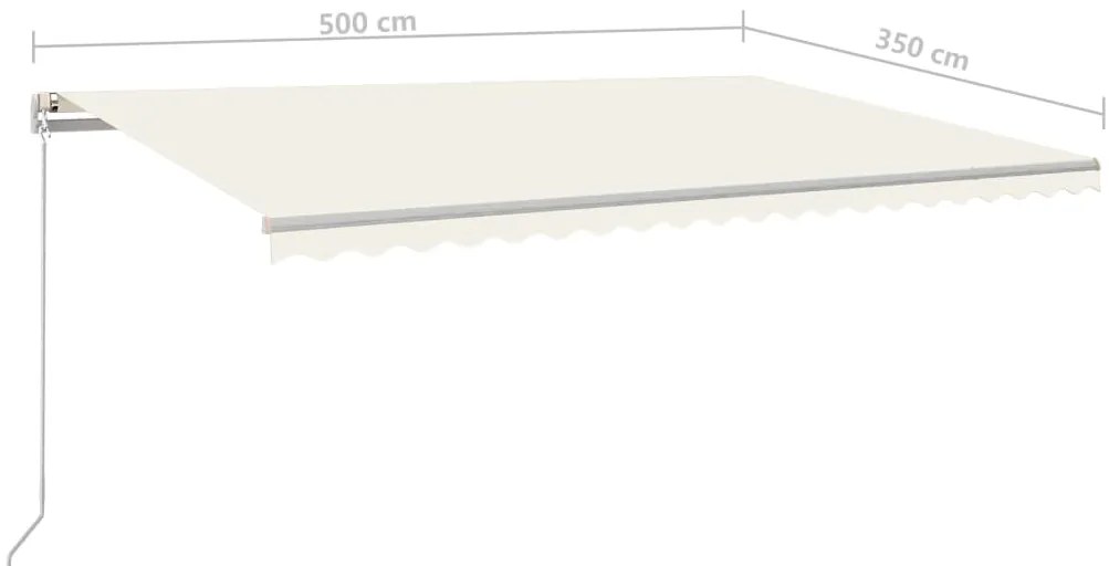 Toldo retrátil automático com postes 5x3,5 m cor creme