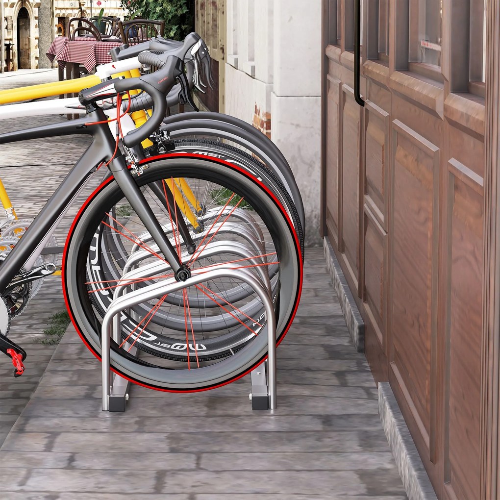 Estacionamento para 4 Bicicletas Suporte de Aço para Estacionar Bicicl