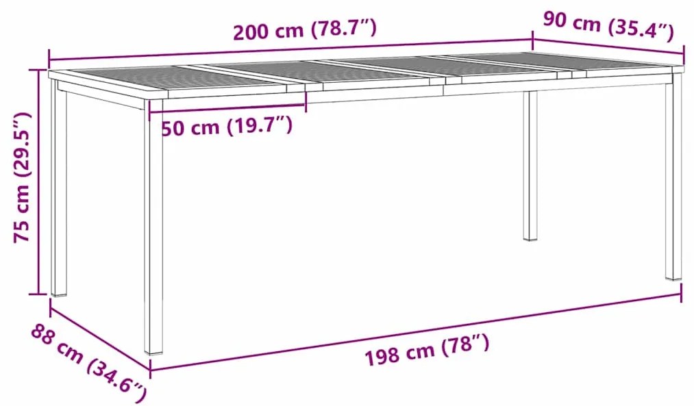 Conjunto de Jantar para Jardim com 7 Peças em Madeira Sólida de Acácia