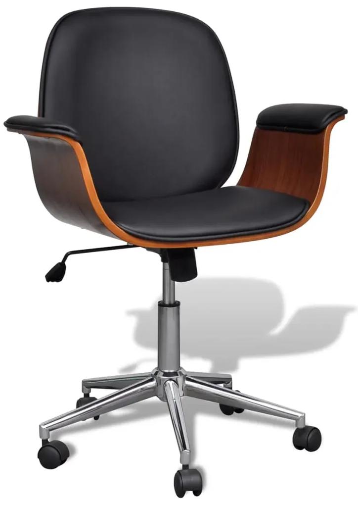 241057 vidaXL Cadeira c/ braços giratória madeira curvada e couro artificial