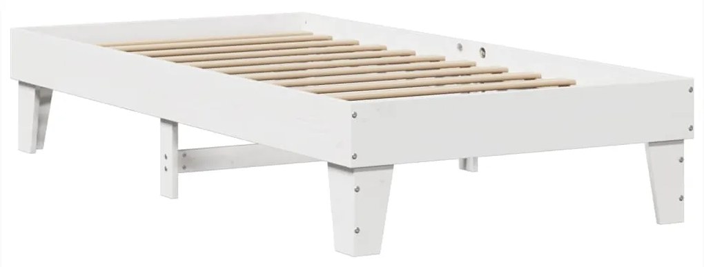 Cama sem colchão 75x190 cm madeira de pinho maciça branco