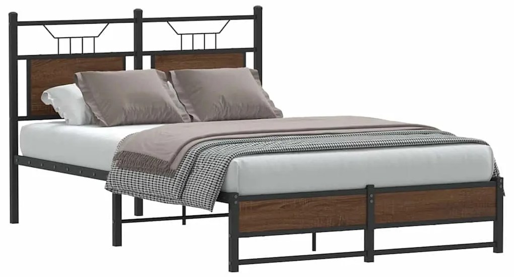 Estrutura cama s/ colchão derivados madeira carvalho castanho
