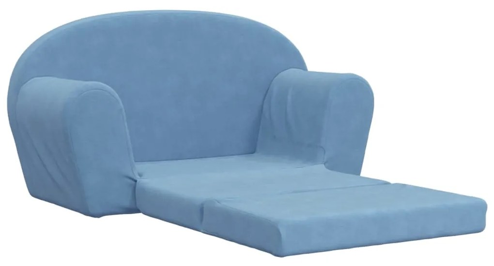 Sofá-cama infantil de 2 lugares pelúcia azul