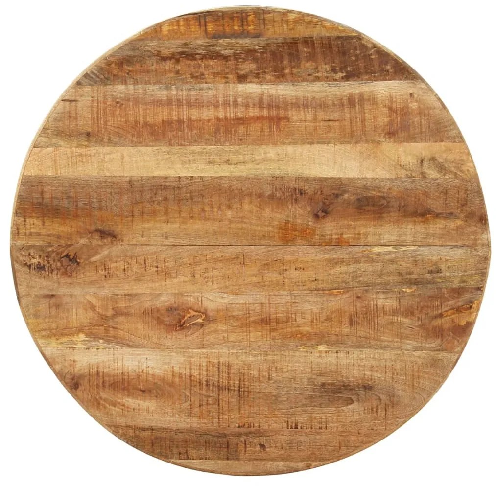 Mesa de jantar redonda 100x100x75cm madeira de mangueira áspera