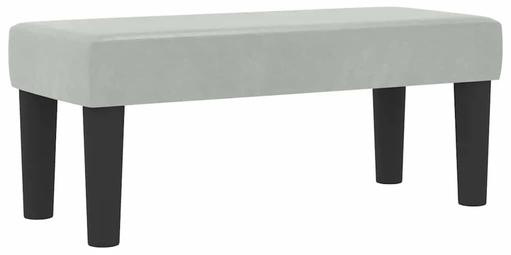 Cama Box Spring com Colchão e Banco Cinza Claro 90x200 cm Veludo