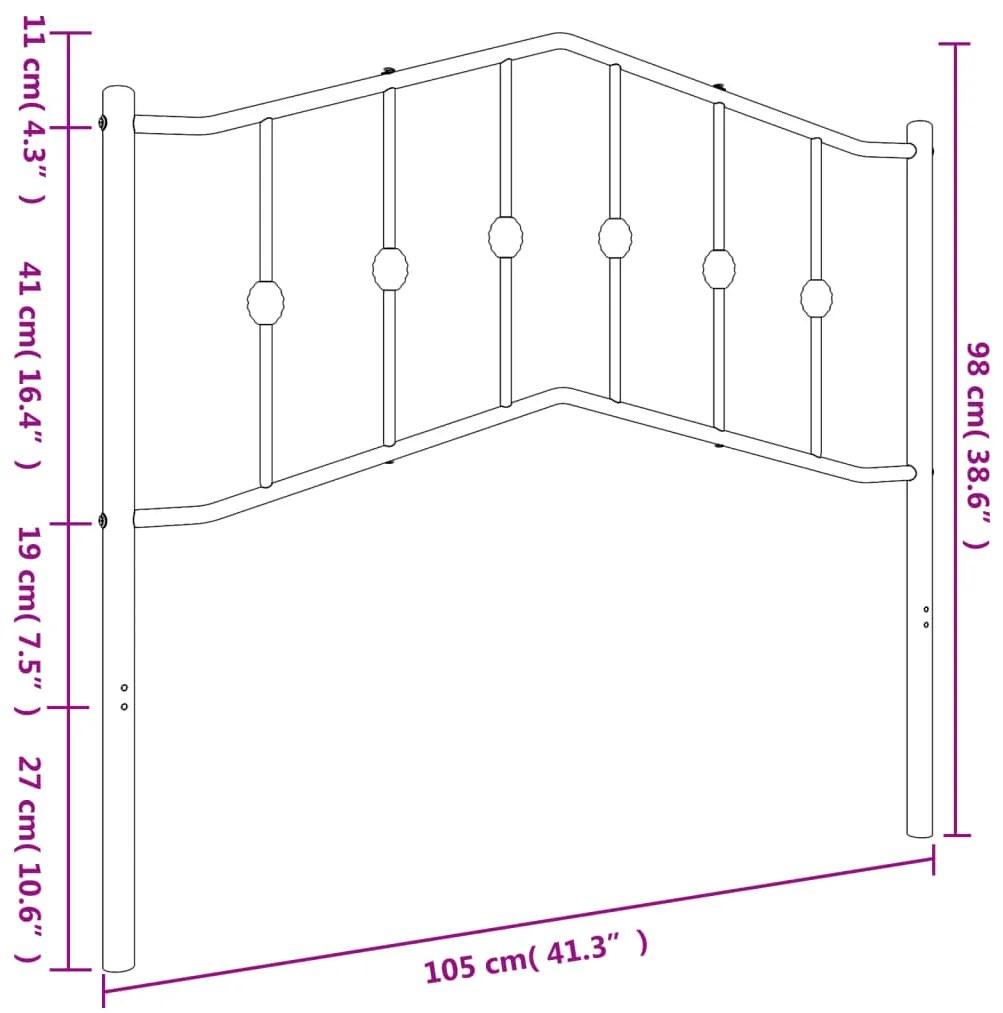 Cabeceira de cama 100 cm metal preto