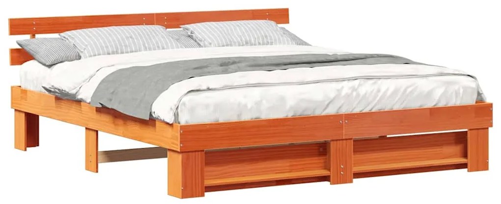 Estrutura da Cama Castanho 200 x 200 cm Madeira de pinho maciça