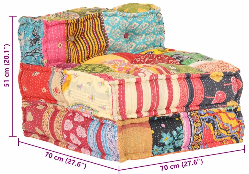 Pufe modular tecido em retalhos