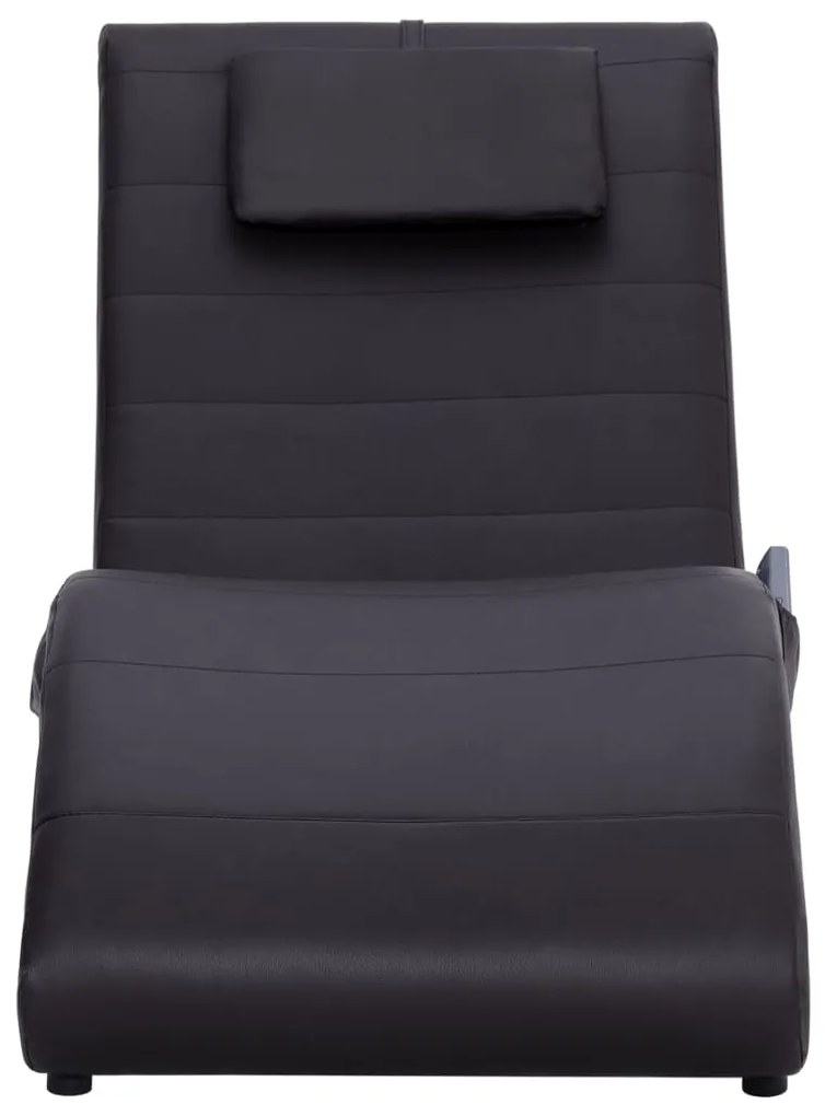 Chaise longue de massagem c/ almofada couro artificial castanho