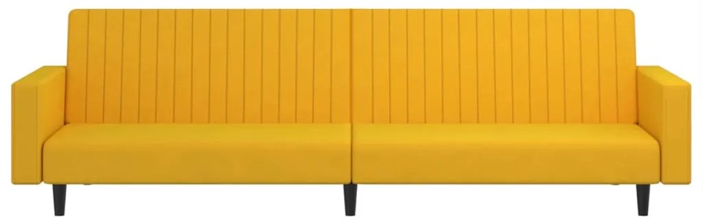 Sofá-cama de 2 lugares veludo amarelo