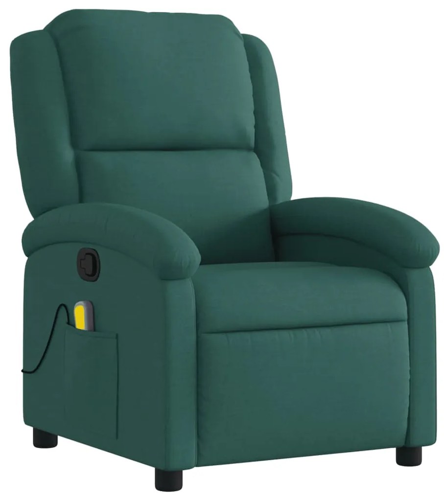 Poltrona de massagens reclinável tecido verde-escuro