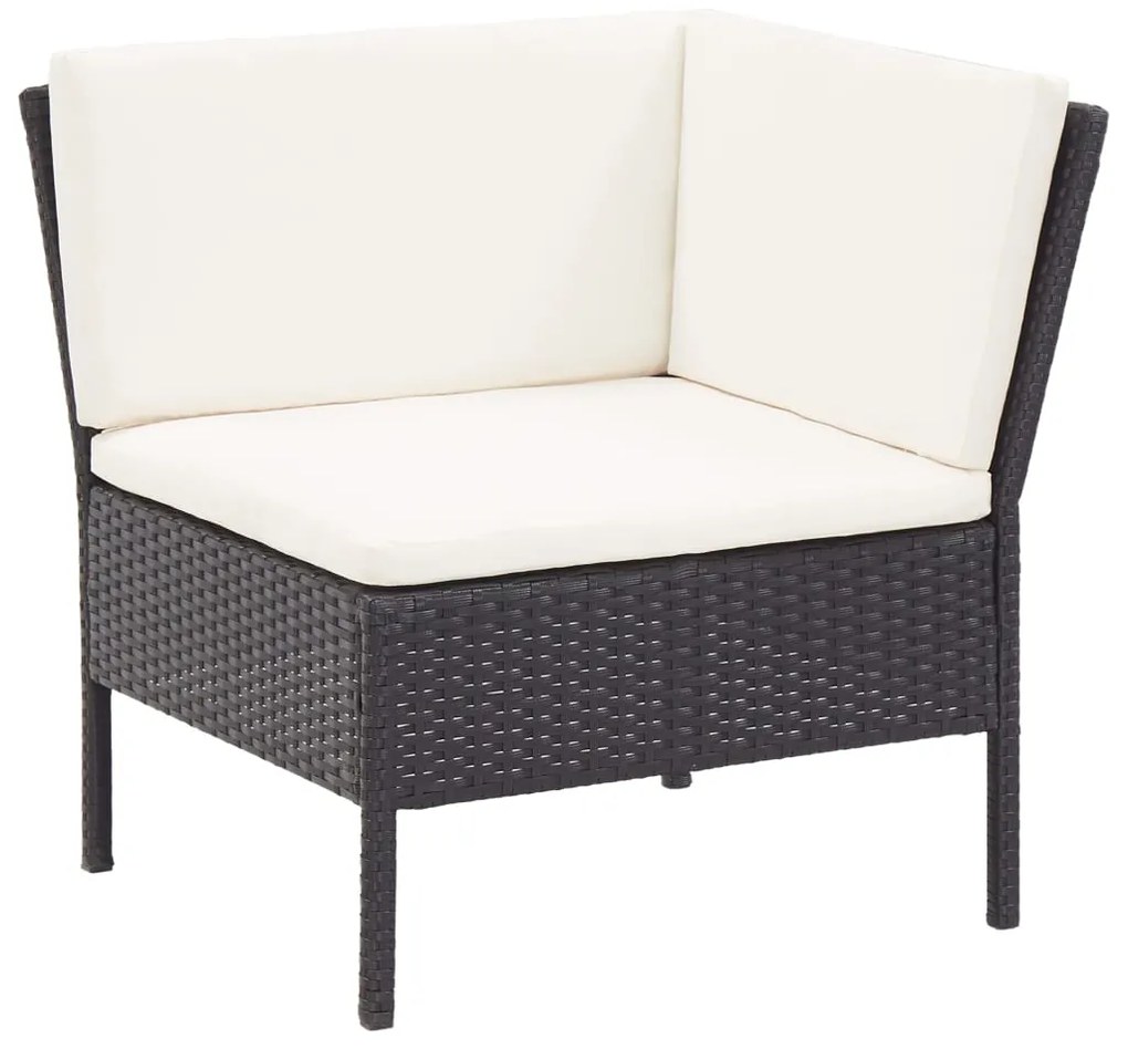 8 pcs conjunto lounge de jardim c/ almofadões vime PE preto