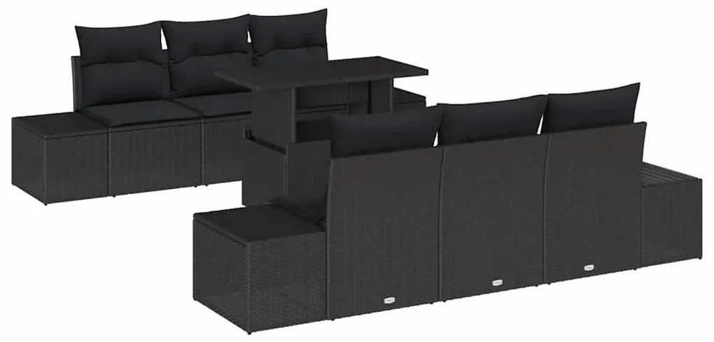 Conjunto de Sofá de Jardim com 7 Peças e Almofadas em Rattan Sintético