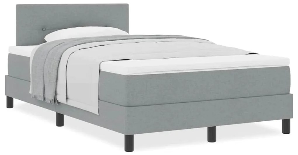 Cama Box com Colchão Cinza Claro 120x200 cm Tecido
