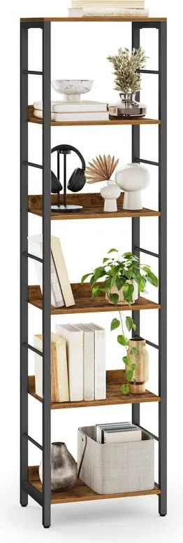 Estante com 6 prateleiras 30 x 40 x 178 cm Design industrial castanho vintage-Preto
