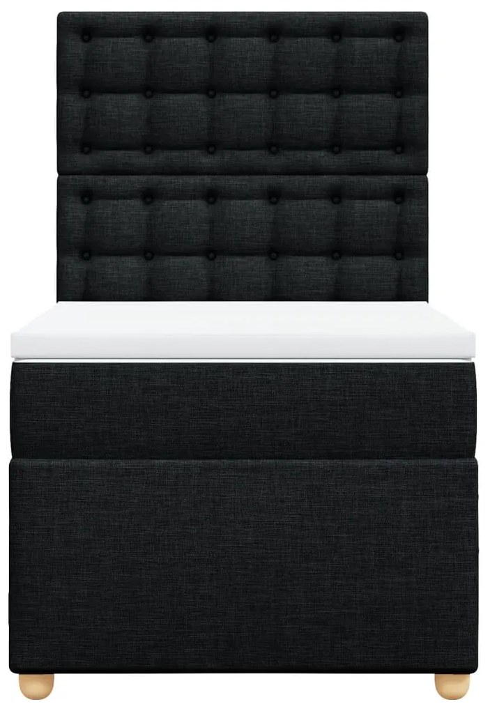 Cama com molas/colchão 80x200 cm tecido preto