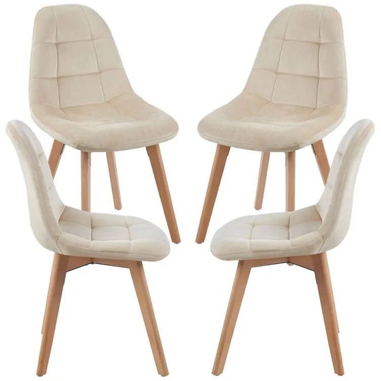 Pack 4 Cadeiras Kelen Veludo - Beige