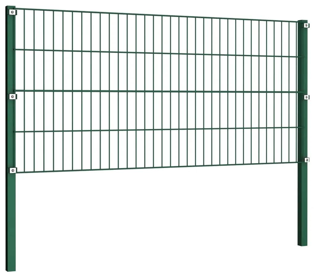 Painel de vedação com postes ferro 6,8x0,8 m verde