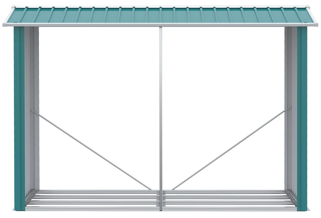 Outsunny Abrigo para Lenhas de Aço Galvanizado Abrigo de Armazenamento