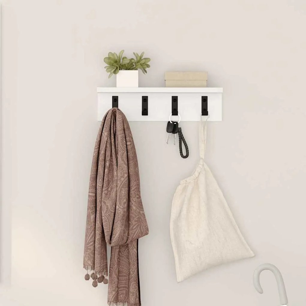 vidaXL Cabideiro de Parede Branco 40 x 10,5 x 10,5 cm