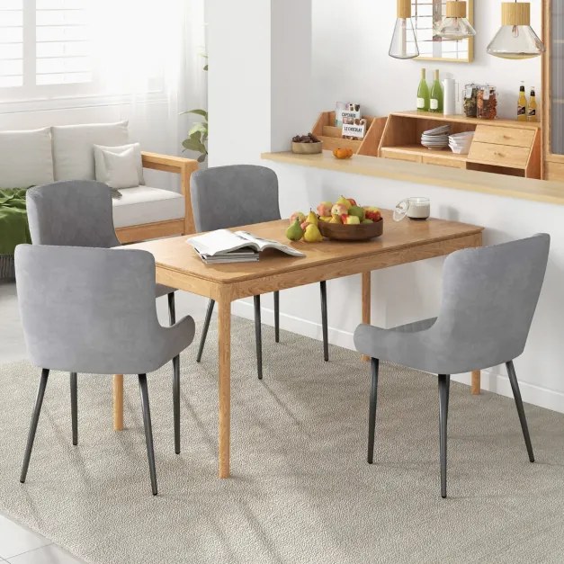 Conjunto de 2 cadeiras de jantar com pernas de metal e almofadas ajustáveis Cadeira de cozinha moderna para sala de estar 60 x 52 x 80 cm cinza