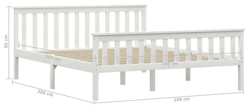 Estrutura de cama em pinho maciço 160x200 cm branco
