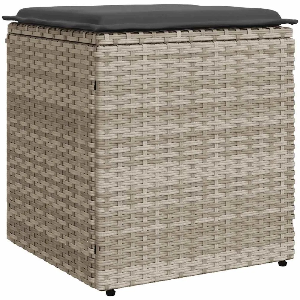 Bancos de jardim almofadas 2unid 40x40x43cm vime PE cinza claro