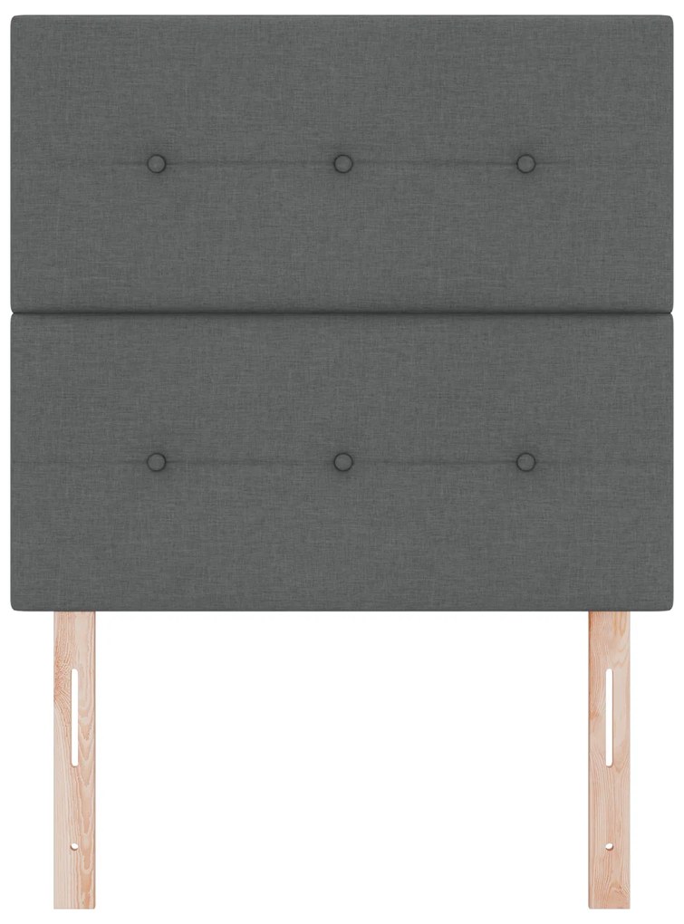 Cabeceira vidaXL Botão Estofada Cinza Escuro 90 cm Tecido