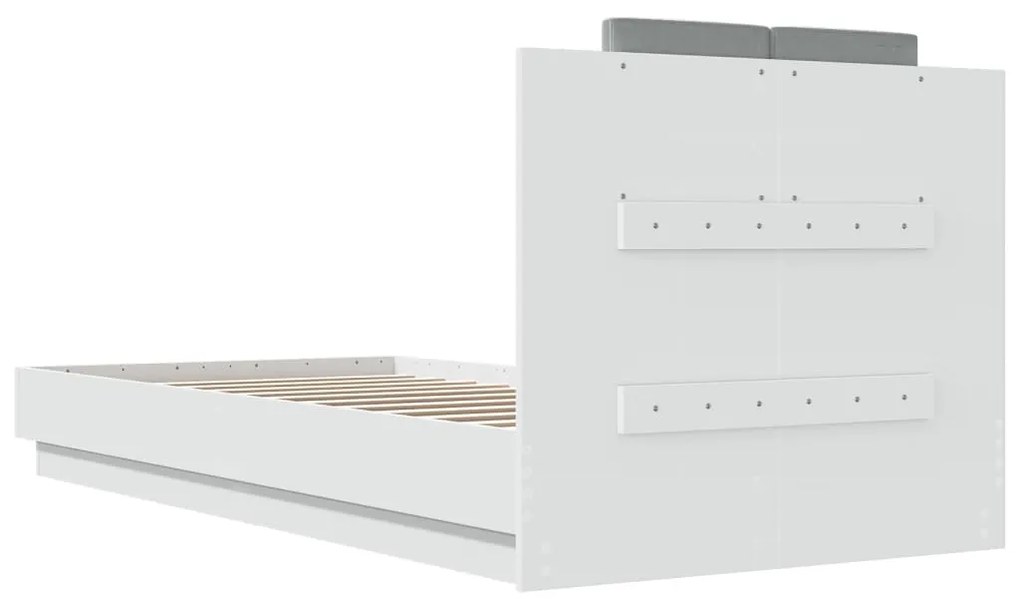 Estrutura de cama com cabeceira e luzes LED 100x200 cm branco