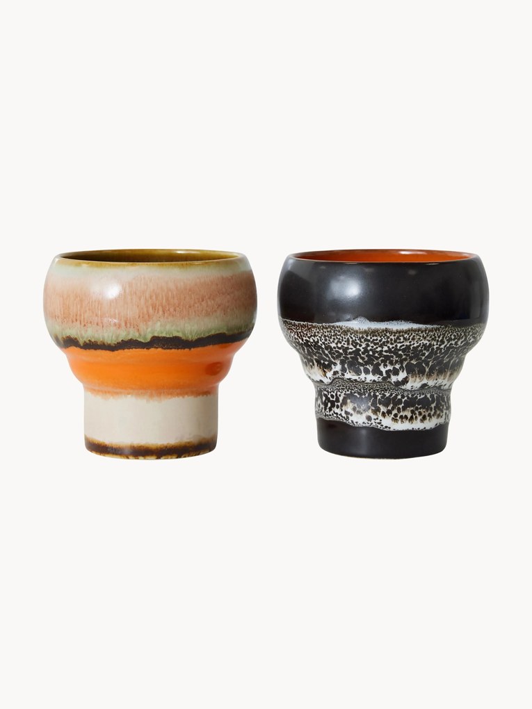 Canecas de cerâmica artesanal 70's, 2 uni.
