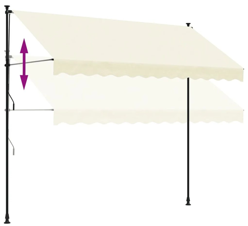 Toldo retrátil 300x150 cm tecido e aço cor creme